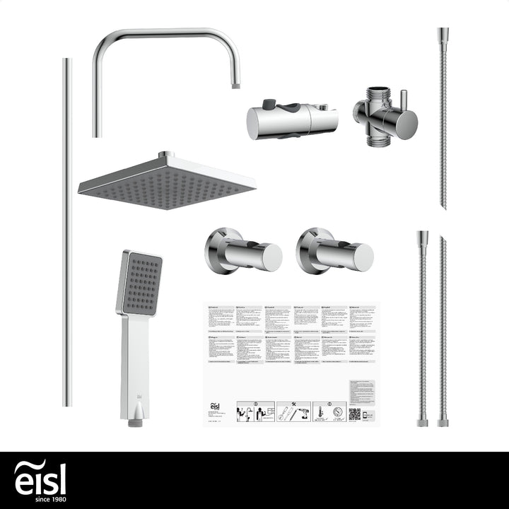 Duschset 2-in-1 Regendusche mit Handbrause ohne Armatur nachrüstbar Chrom - Bild 9