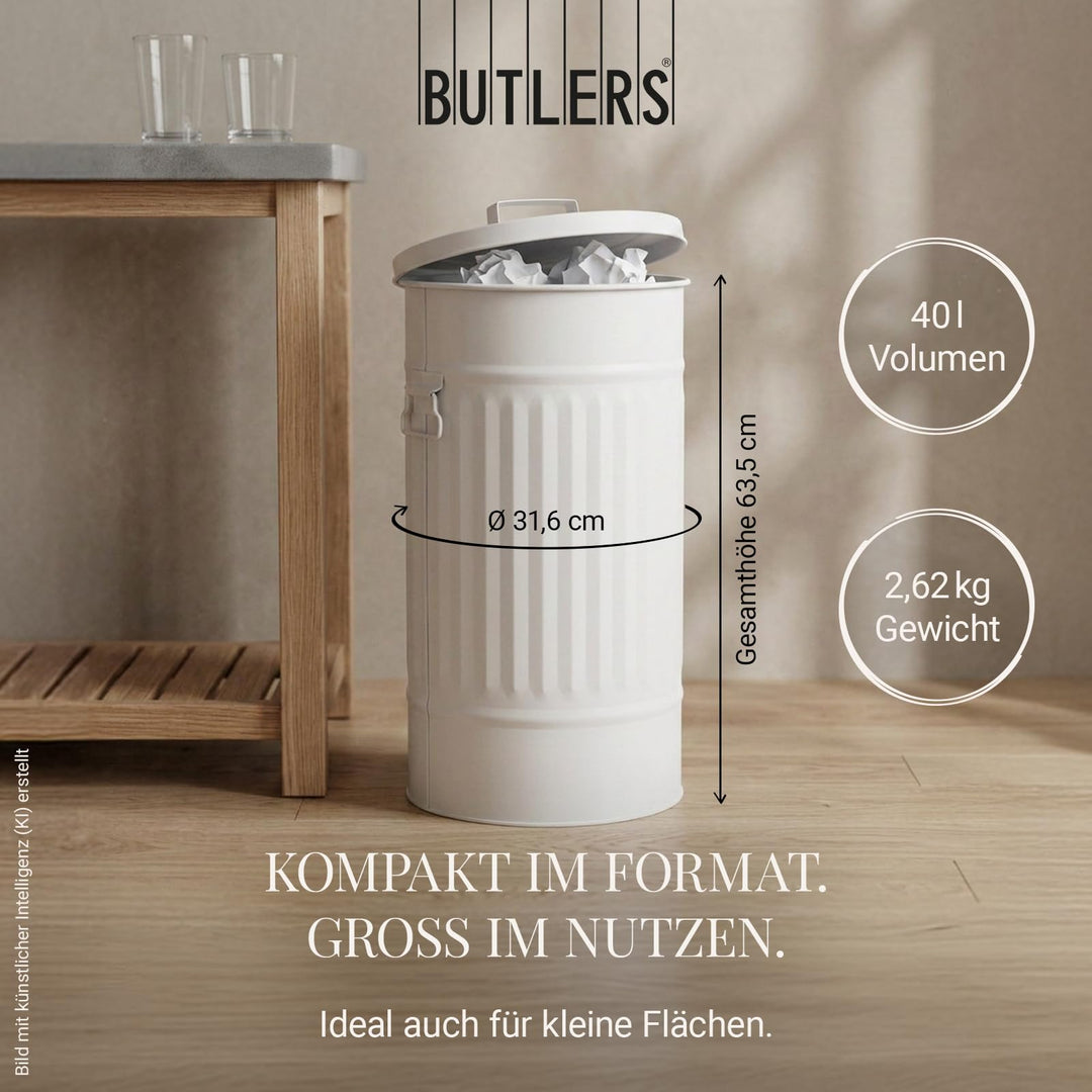 Retro Mülleimer mit Deckel Zink 40 Liter für Innen und Aussen - Bild 4