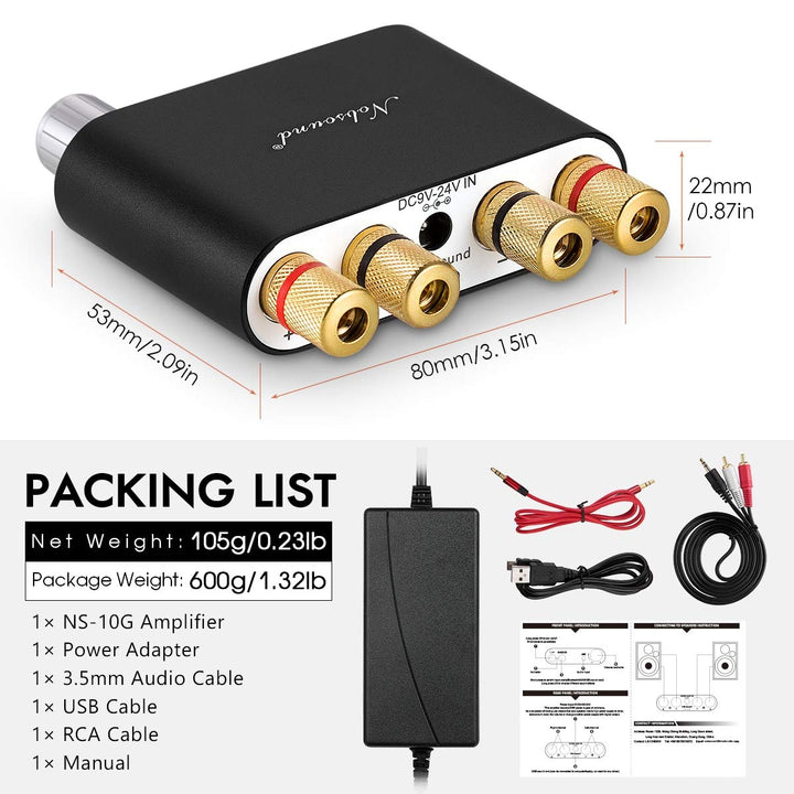 Mini Stereo Verstärker Bluetooth 5.0 50W+50W HiFi mit Netzteil - Bild 3