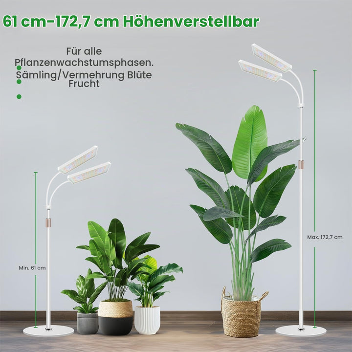 Pflanzenlampe Vollspektrum 2-Kopf LED mit Ständer 58-170cm höhenverstellbar - Bild 3