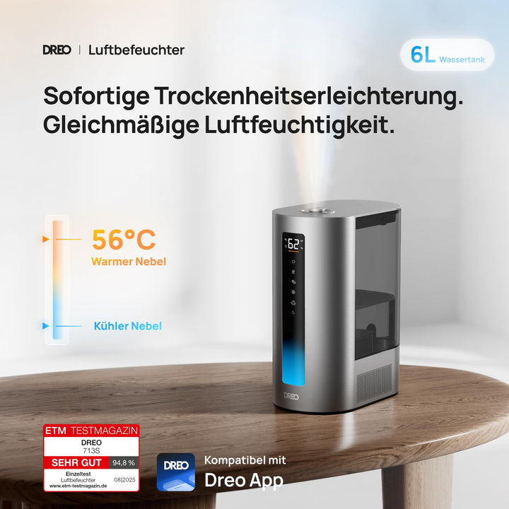 Luftbefeuchter Warm-Kaltnebel 6L Smart 500ml/h für grosse Räume - Bild 2
