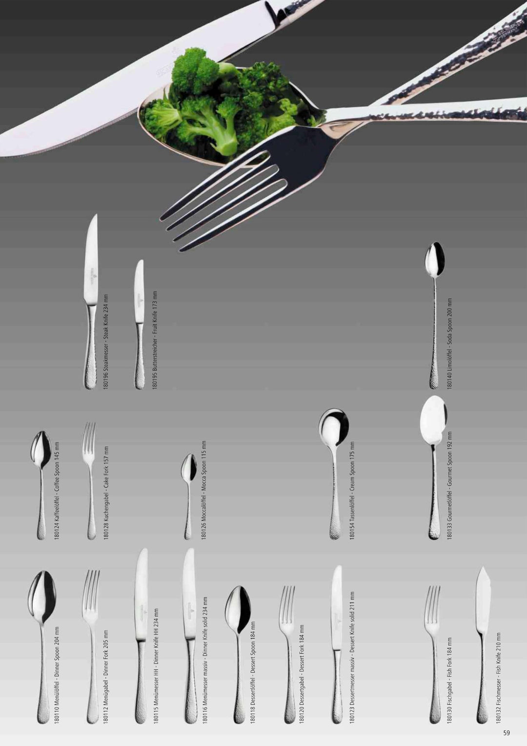 Dessertgabeln 6er-Set Edelstahl 18/10 Hammerschlag-Design poliert - Bild 9
