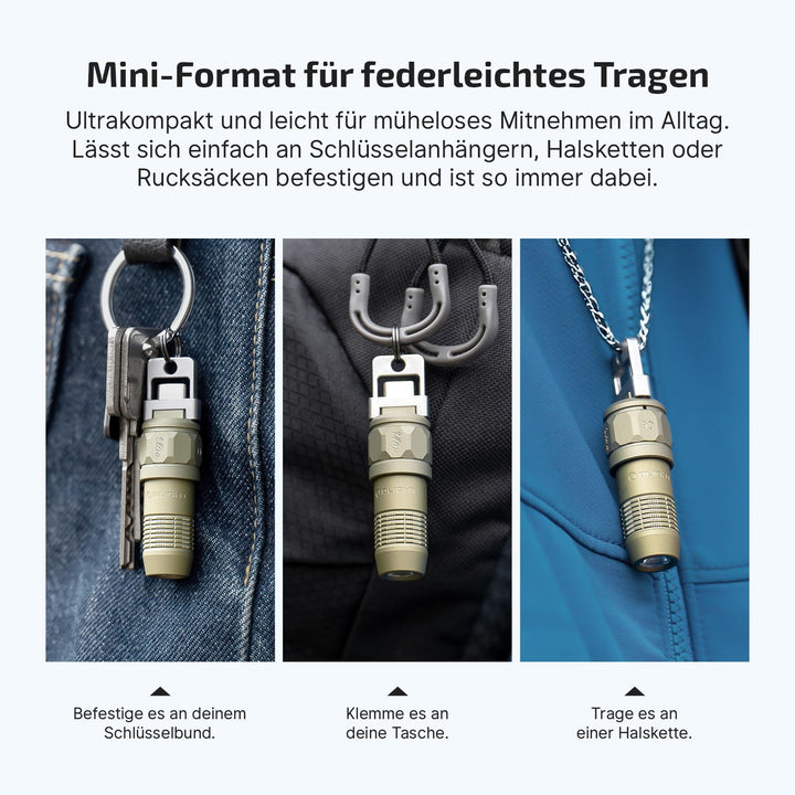 Mini Taschenlampe Schlüsselbund USB-C aufladbar 80 Lumen Aluminium - Bild 8