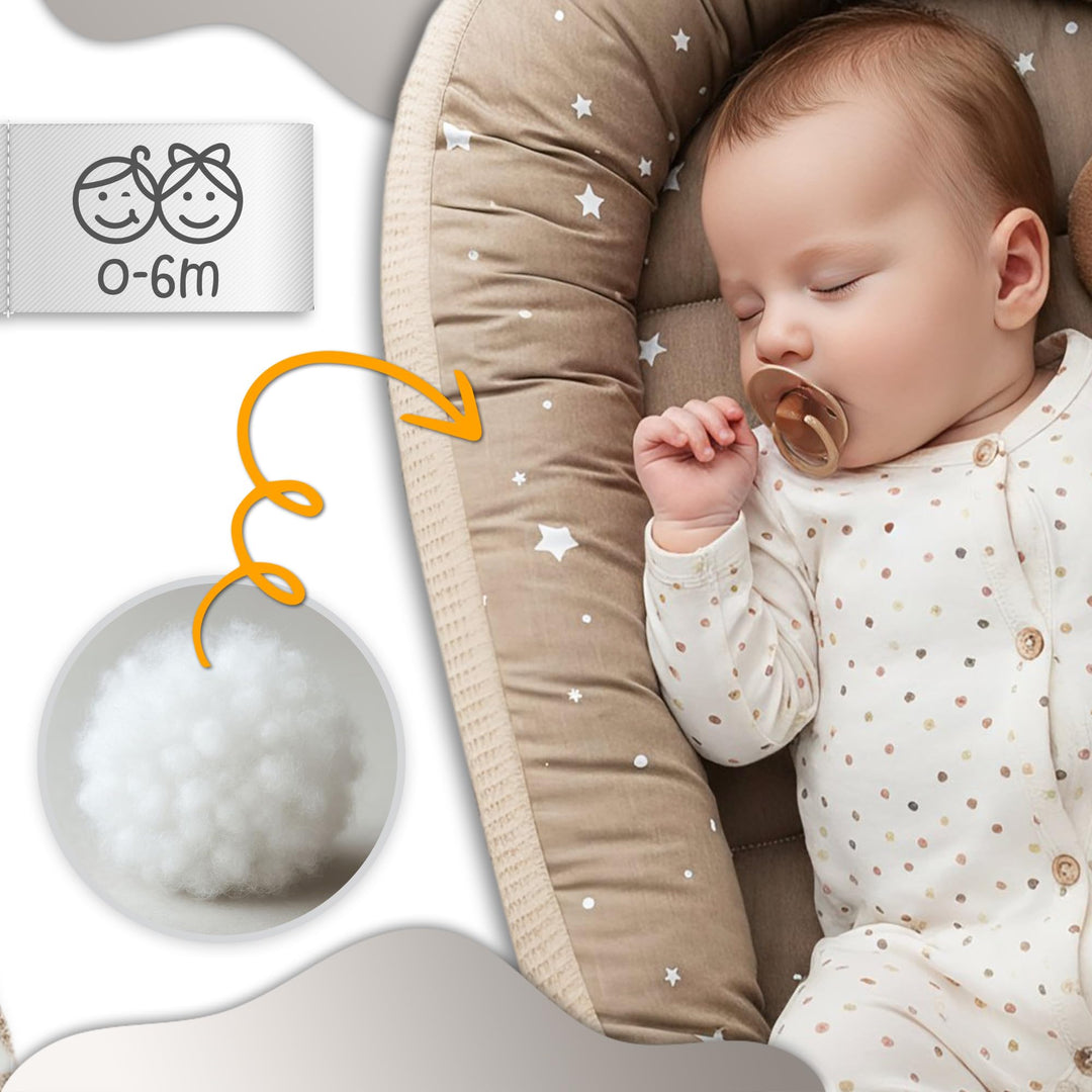 Babynest Waffelpique &amp; Baumwolle atmungsaktiv für Neugeborene Beige - Bild 3
