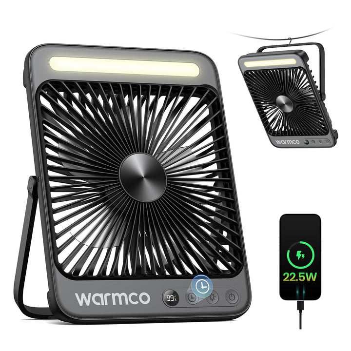 Campingventilator 20000mAh Akku, ultraflach 4,5cm, LED &amp; Timer