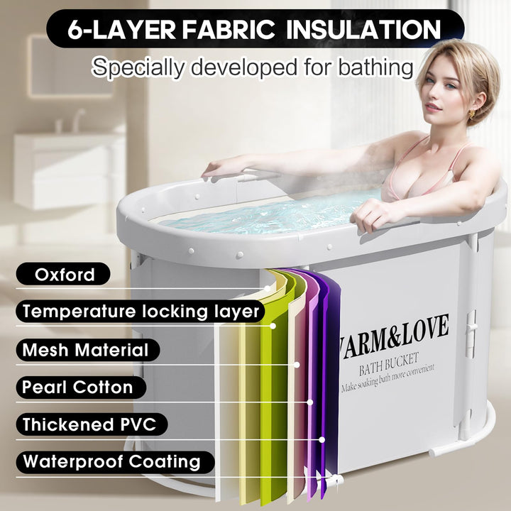 Faltbare Badewanne für Dusche Oval 94x55x56 cm mit Isolierung - Bild 6