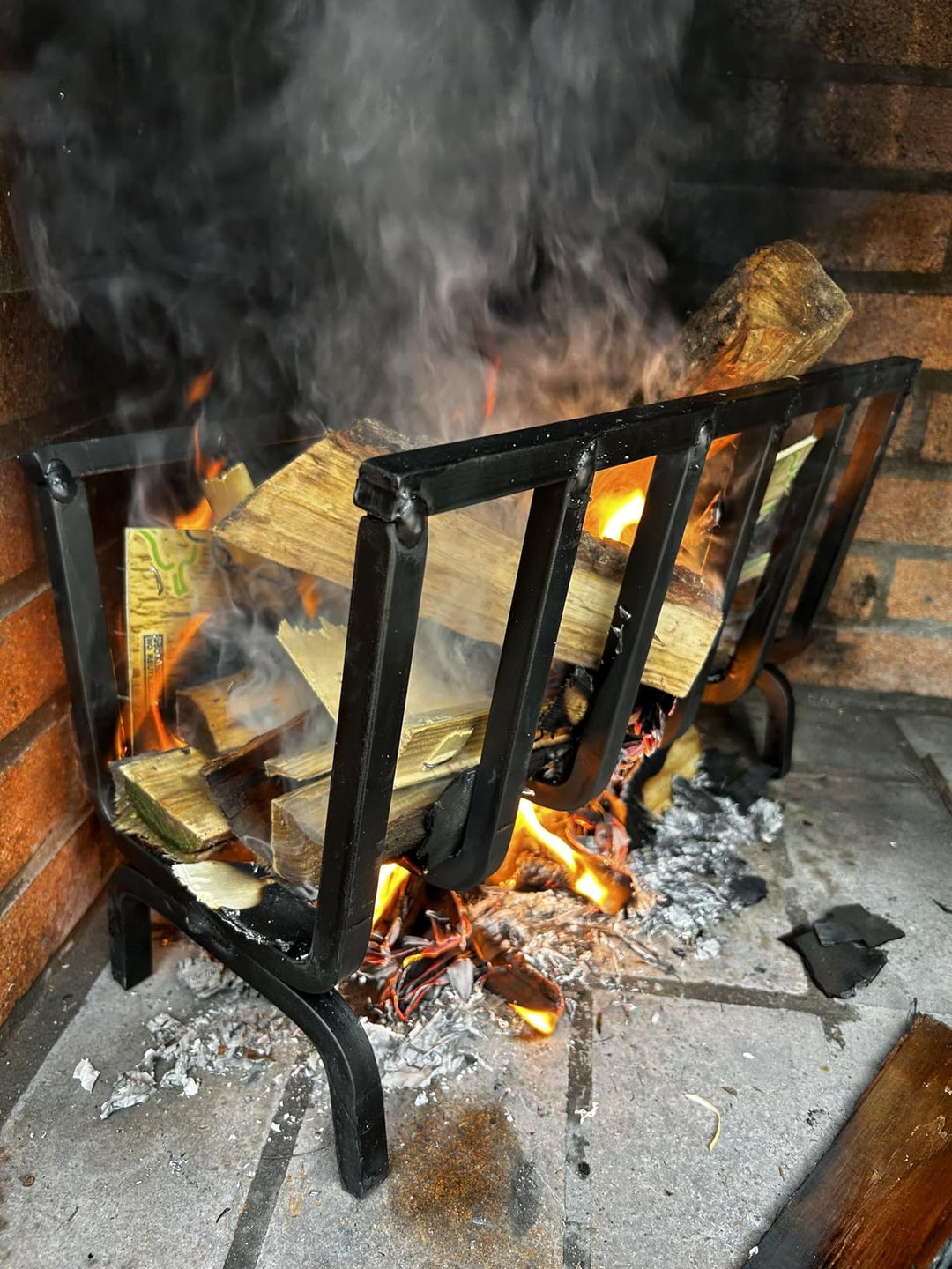 Holzrost Eisen für Kamin und Grill 40x20x28 cm schwarz - Bild 6