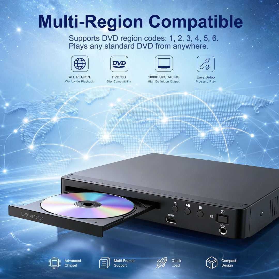 DVD-Player Region Free 1080p HDMI USB Karaoke für TV und Beamer - Bild 3