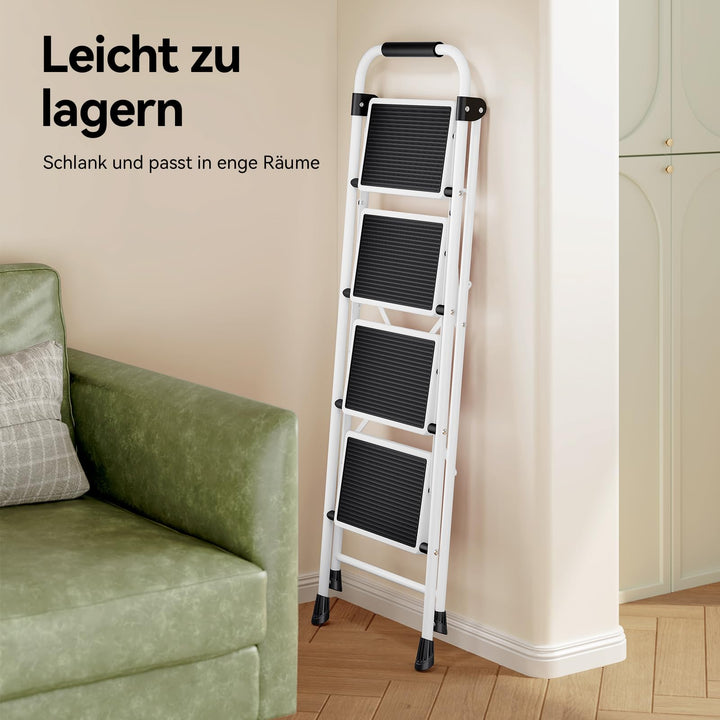 Trittleiter 4 Stufen klappbar Stahl mit Handlauf 151 kg - Bild 6