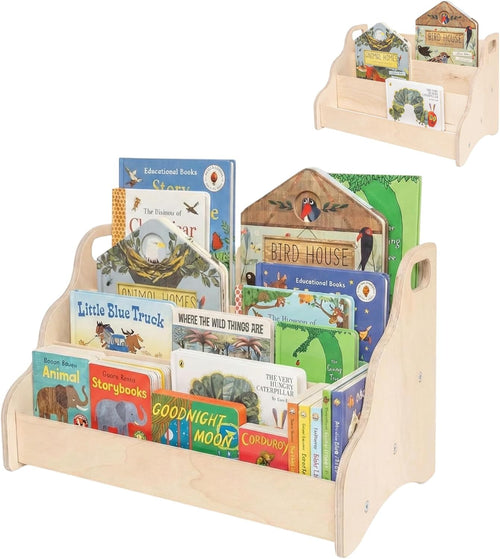 Bücherregal Kinder Holz freistehend ohne Bohren mit Griffen