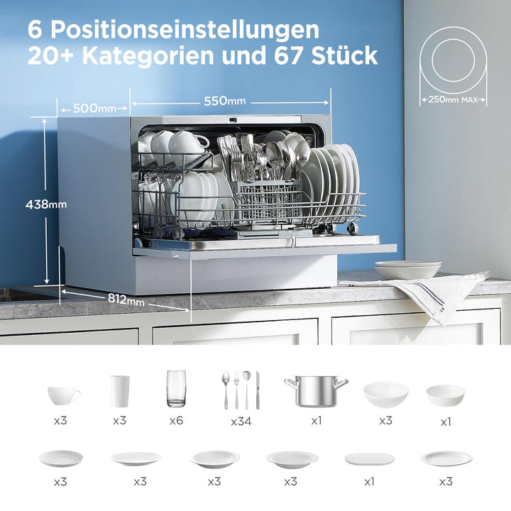 Tischgeschirrspüler 6 Maßgedecke mit App-Steuerung kompakt weiss - Bild 2
