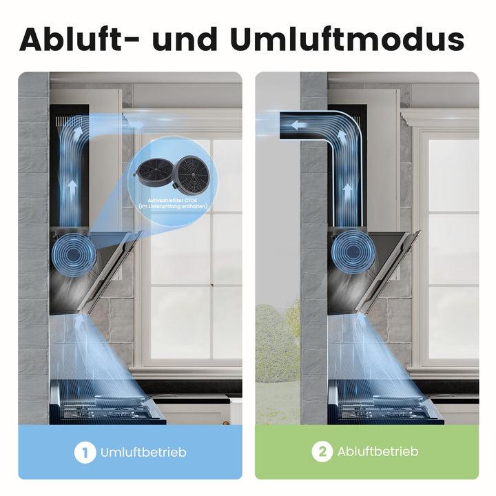 Dunstabzugshaube 60cm kopffrei Schräg-Design Glas Edelstahl A++ - Bild 6