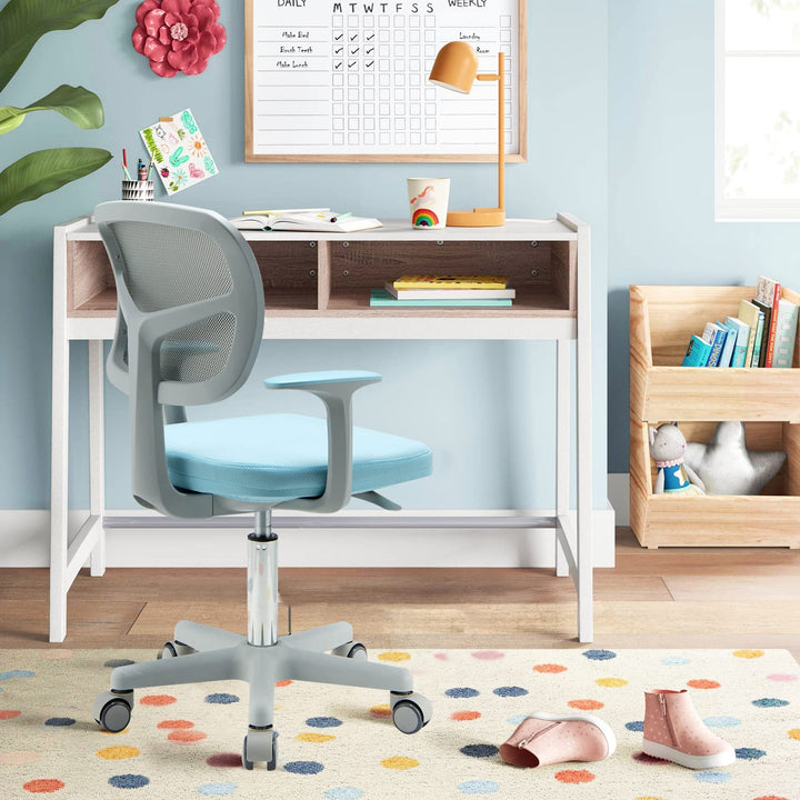 Kinderschreibtischstuhl höhenverstellbar 40-54 cm Sitz drehbar Blau - Bild 2
