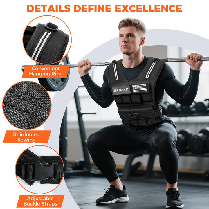 Gewichtsweste 14 kg mit abnehmbaren Gusseisen-Platten, Unisex - Bild 5