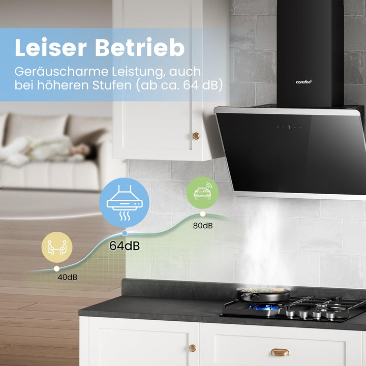 Dunstabzugshaube 60cm kopffrei Schräg-Design Glas Edelstahl A++ - Bild 7