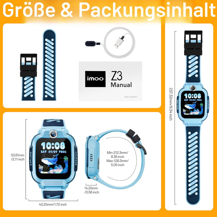 Kinder-Smartwatch mit Videoanruf GPS SIM SOS 740mAh Akku - Bild 7