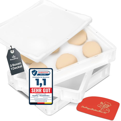 Pizzaballenbox 3er Set 30x40x8 cm stapelbar BPA-frei weiss