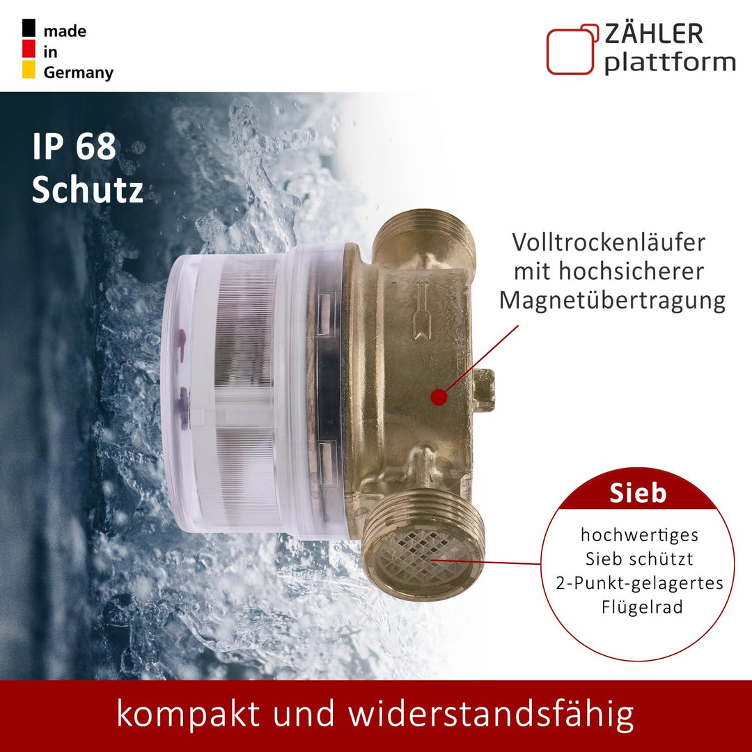 Wasserzähler Garten 3/4 Zoll Messing geeicht BL 110 mm Kaltwasser - Bild 4