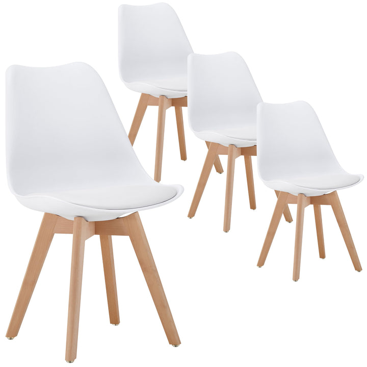 Esszimmerstuhl 4er-Set Kunstleder gepolstert Massivholzbeine 125 kg