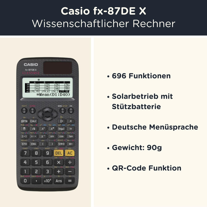 Wissenschaftlicher Taschenrechner 260+ Funktionen mit Schutztasche Schwarz - Bild 2