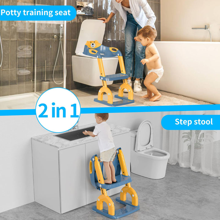 Toilettensitz Kinder mit Treppe 2-in-1 klappbar für Kleinkinder - Bild 2