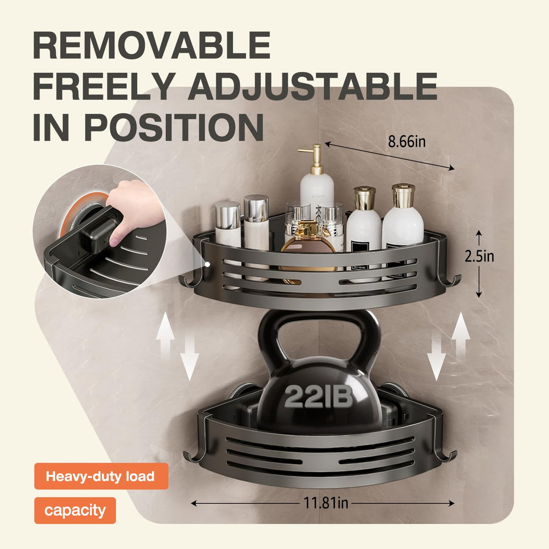 Duschablage Ecke ohne Bohren Aluminium 2er Set mit Handtuchhalter - Bild 7