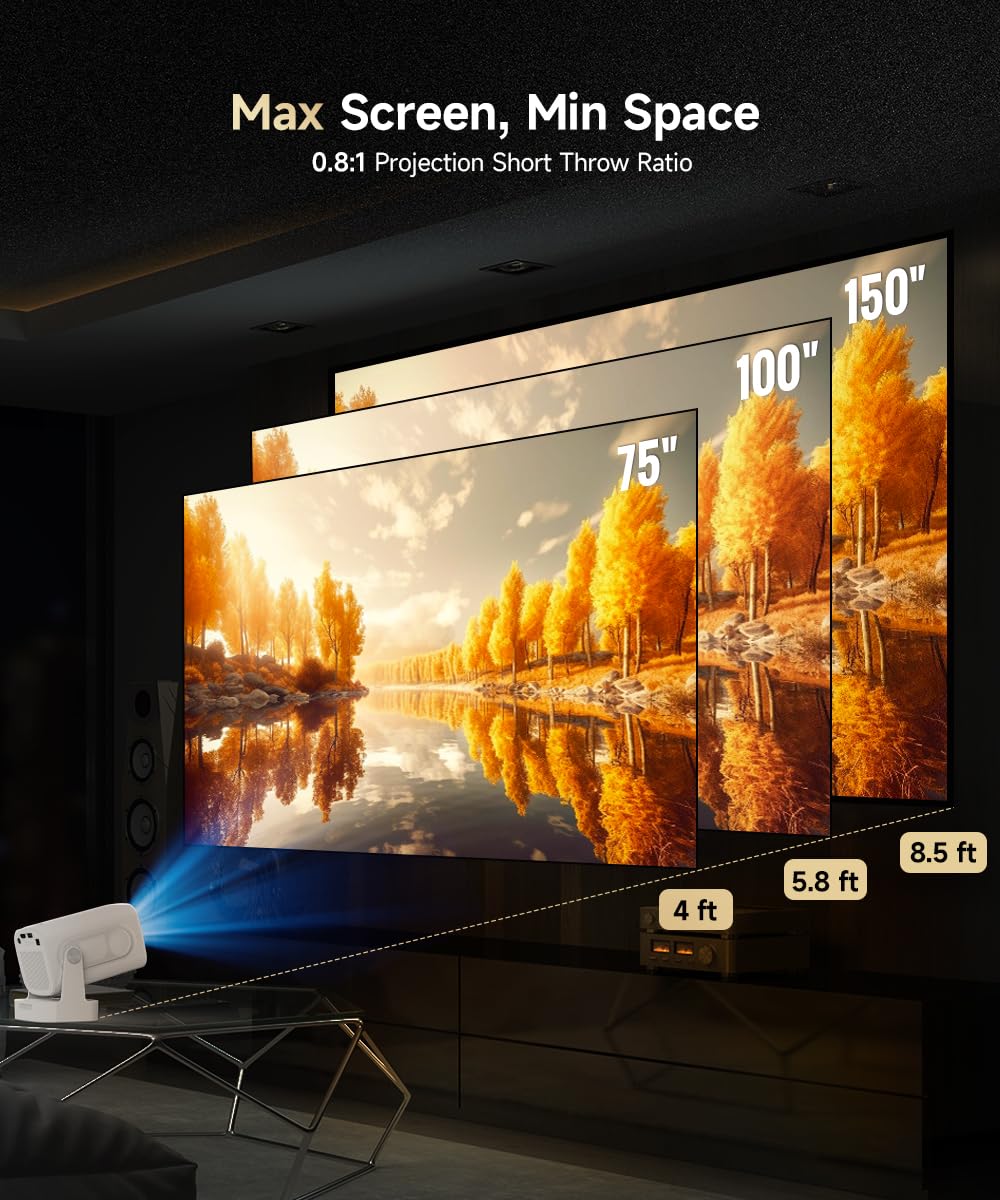 Beamer Full HD 1080p Autofokus 4K Kurzdistanz Android Wi-Fi 6 - Bild 5