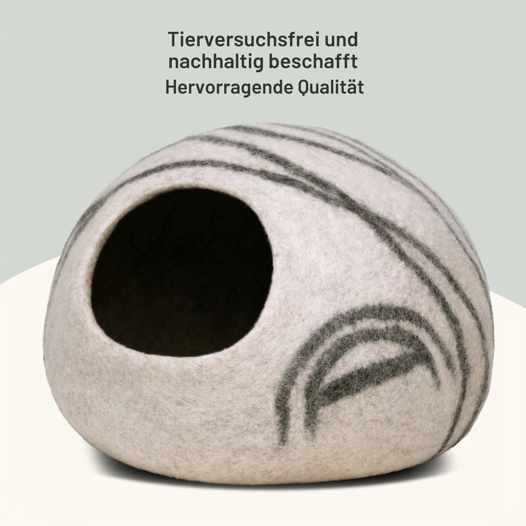 Katzenbett Merinowolle handgefilzt 2-in-1 Höhle &amp; Bett - Bild 6