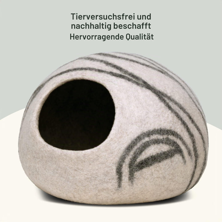 Katzenbett Merinowolle handgefilzt 2-in-1 Höhle &amp; Bett - Bild 6