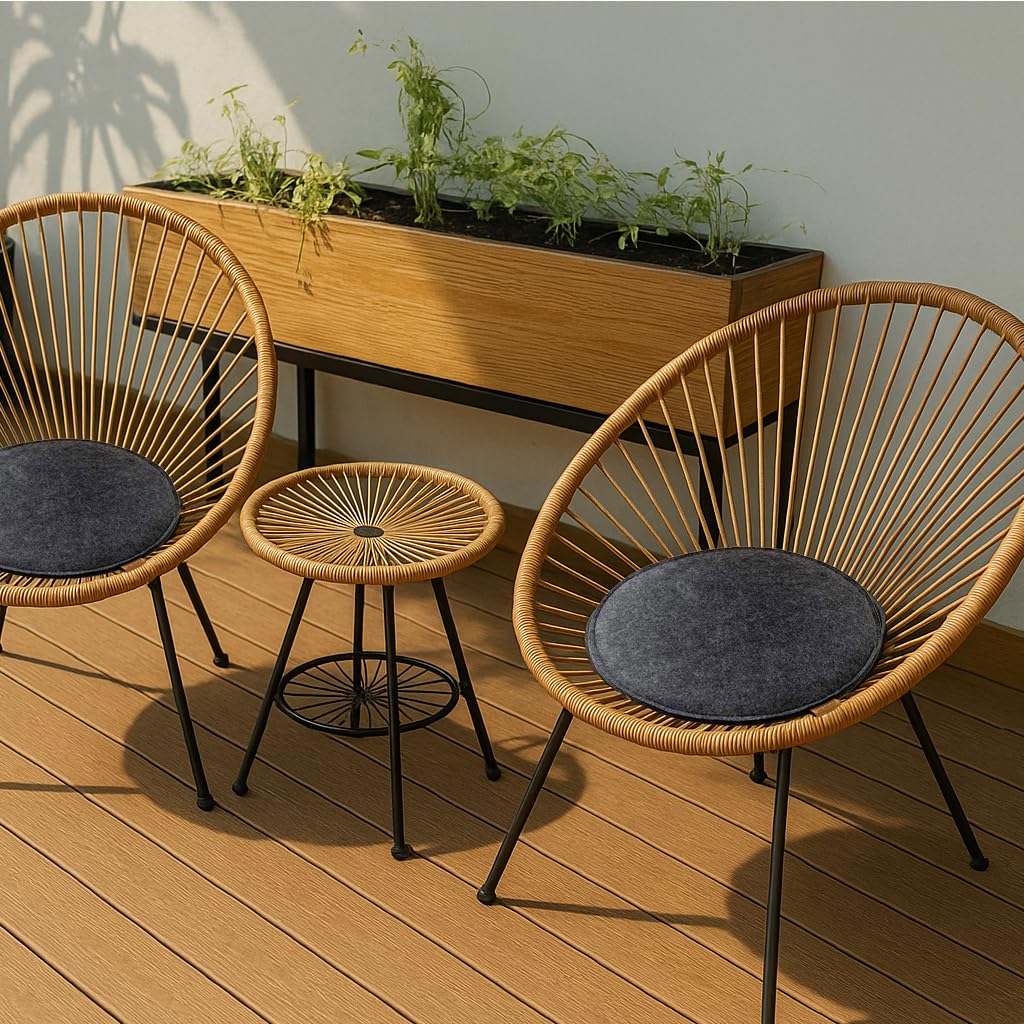 Sitzkissen Rund Filz 35cm 4er-Set Indoor Outdoor rutschfest Dunkelgrau - Bild 5