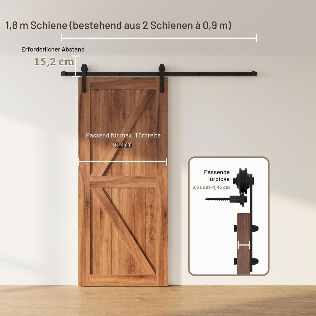 Schiebetür Beschlag-Set 183 cm Stahl schwarz für Einzeltür - Bild 3