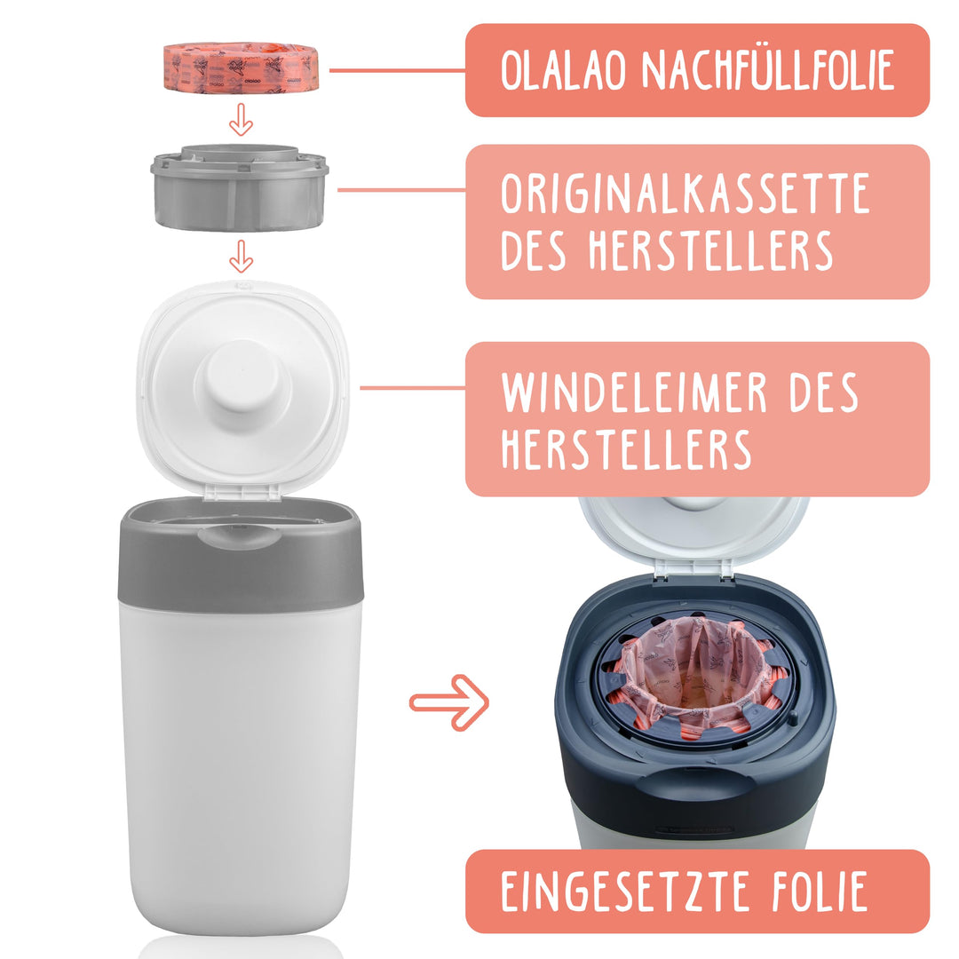 Windeleimer Nachfüllfolie 16er-Pack für Kassetten kompatibel - Bild 7