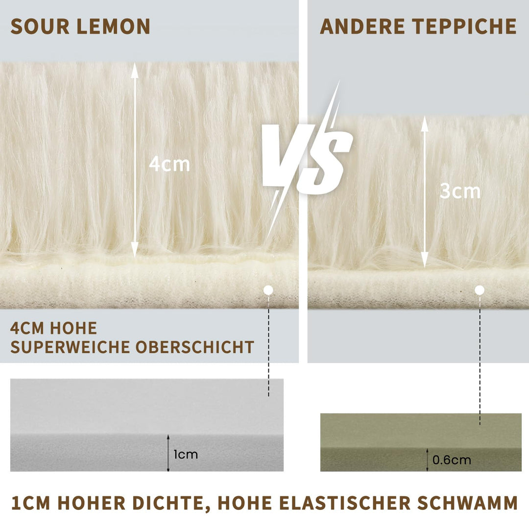 Hochflor Teppich Creme 160x230 cm flauschig weich rutschfest - Bild 6