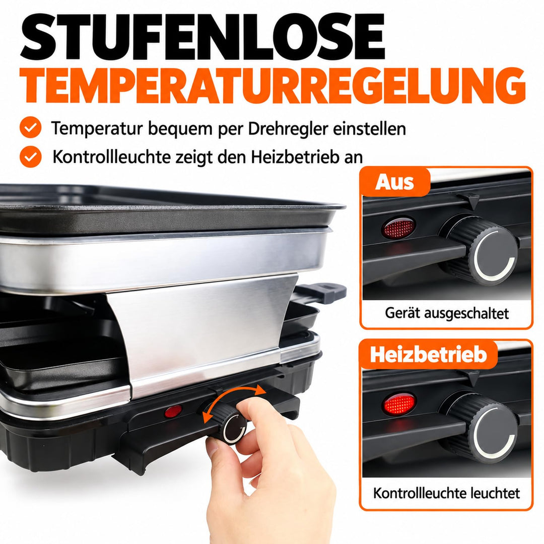 Raclette Grill 8 Pfännchen Antihaft 1500W für 4-8 Personen - Bild 5