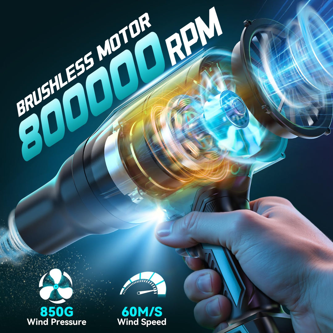 Akku-Gebläse bürstenlos 80.000 U/Min für Makita 18V mit 3 Düsen - Bild 2