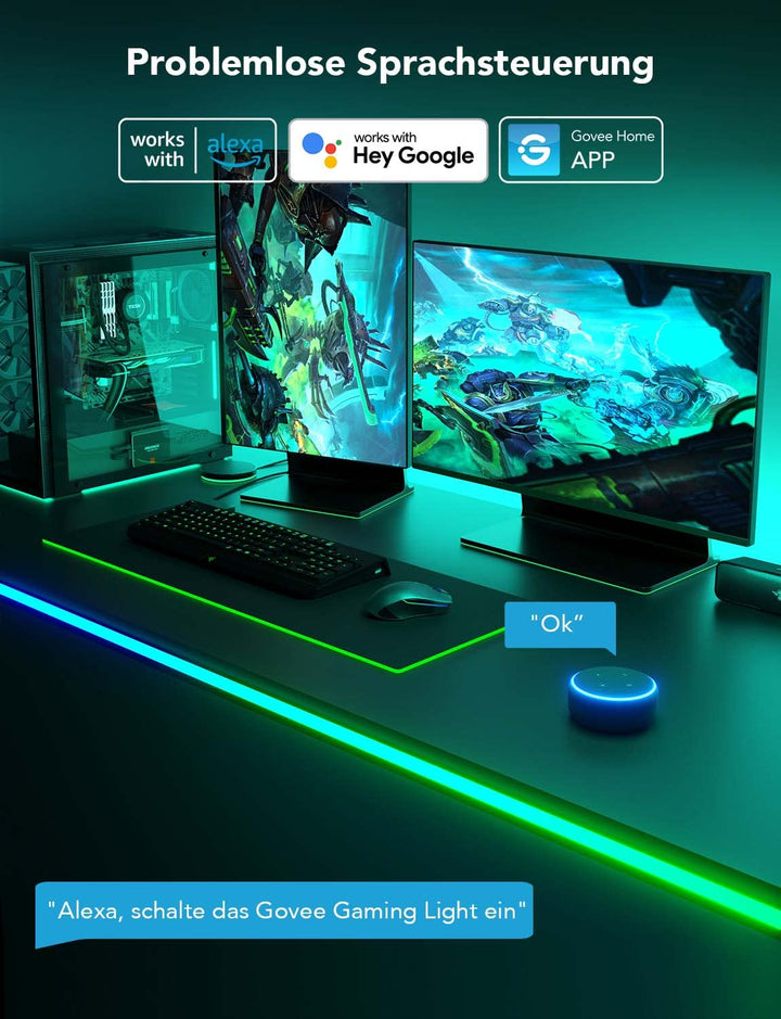 Gaming LED Neon Strip RGBIC 3m blendfreilich für Schreibtisch - Bild 5