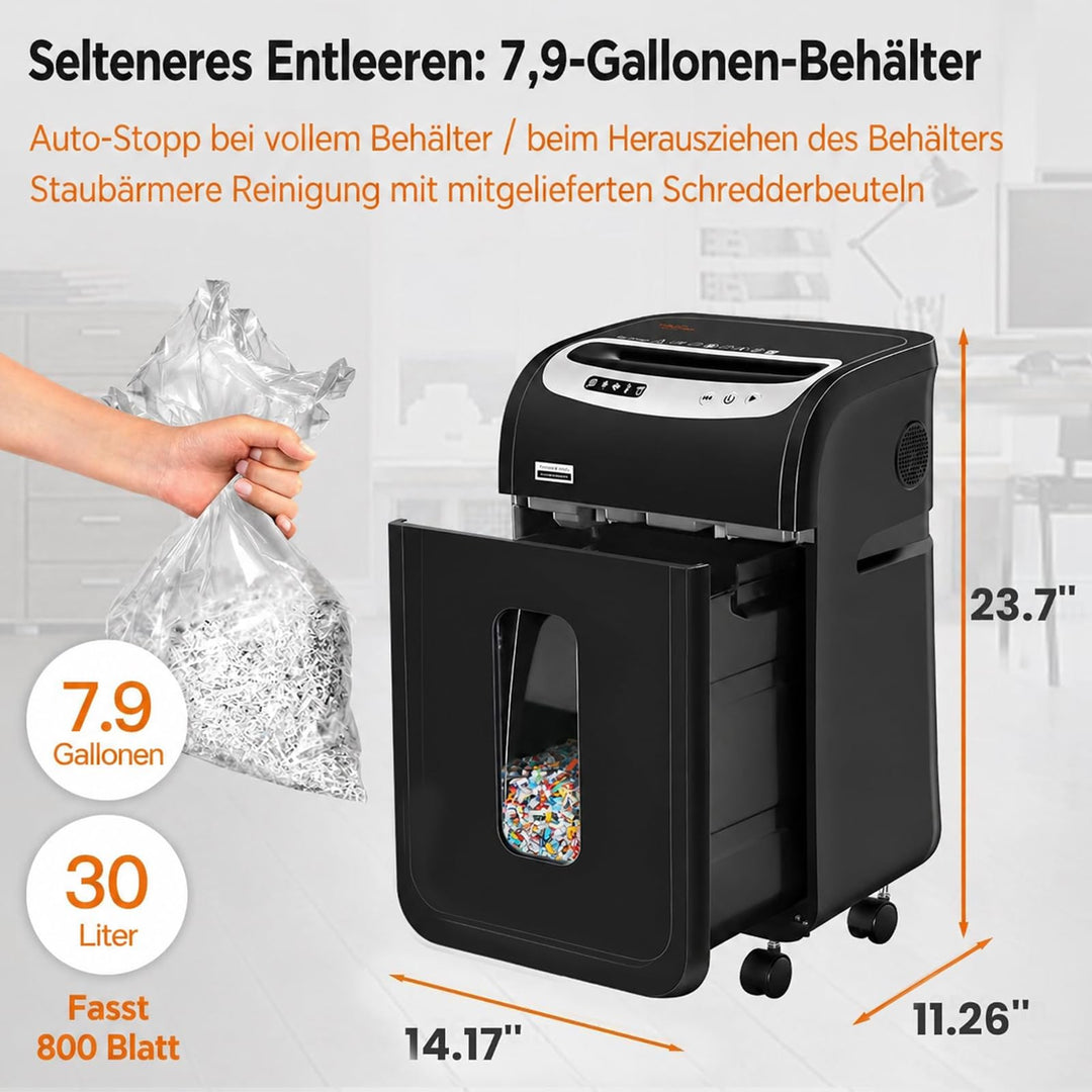 Aktenvernichter Mikroschnitt P-4 18 Blatt 30L Behaelter fuer Buero - Bild 4