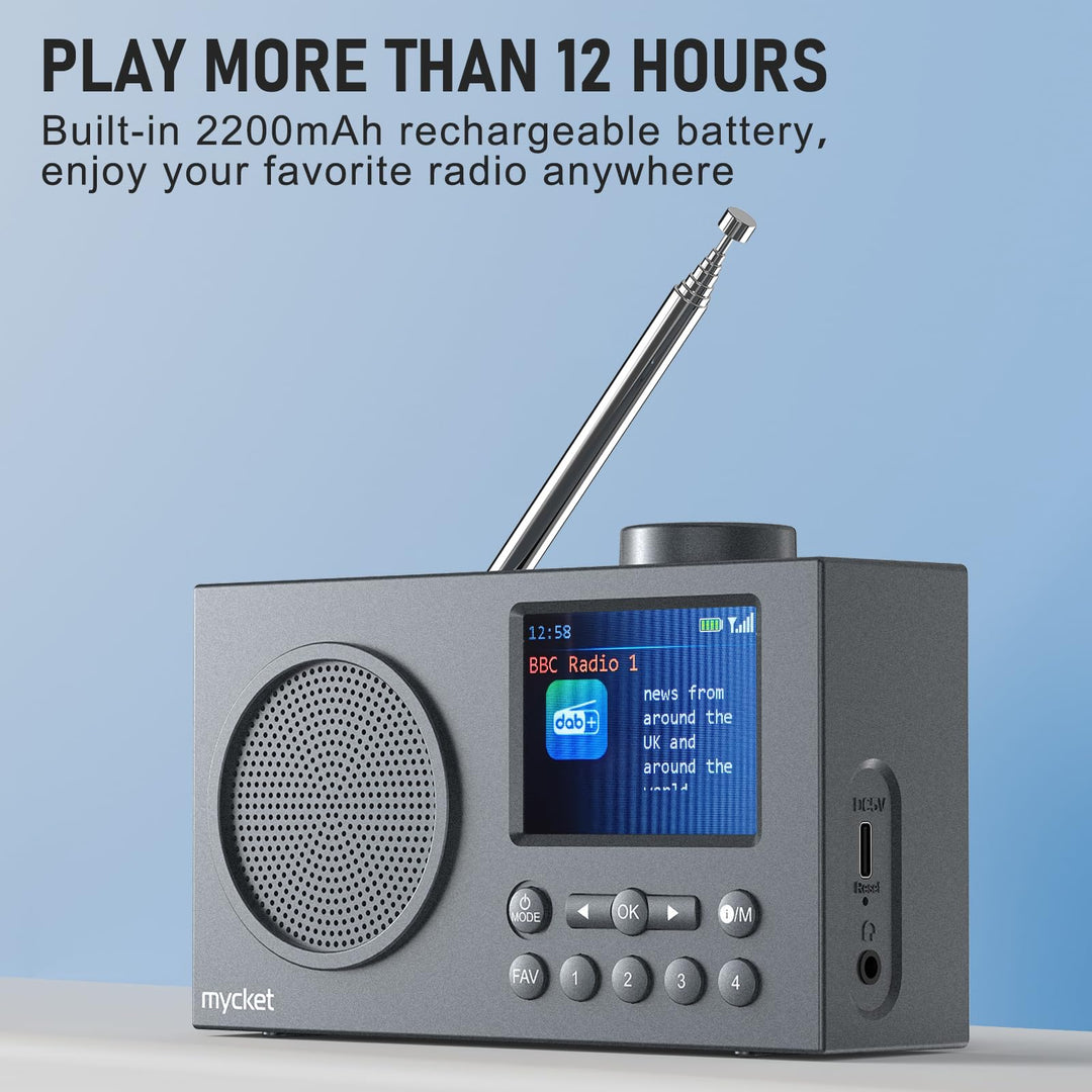 DAB+ Radio tragbar Bluetooth 5.0 UKW 2200mAh Akku Dual Wecker - Bild 7