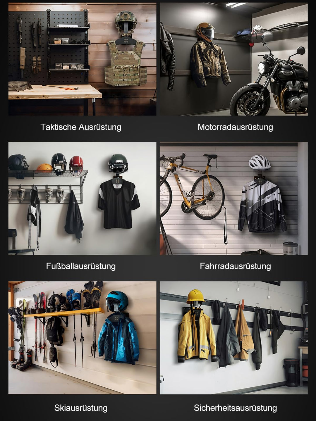 Motorrad Wandgarderobe Holz-Metall für Helm und Jacke 40 kg - Bild 4