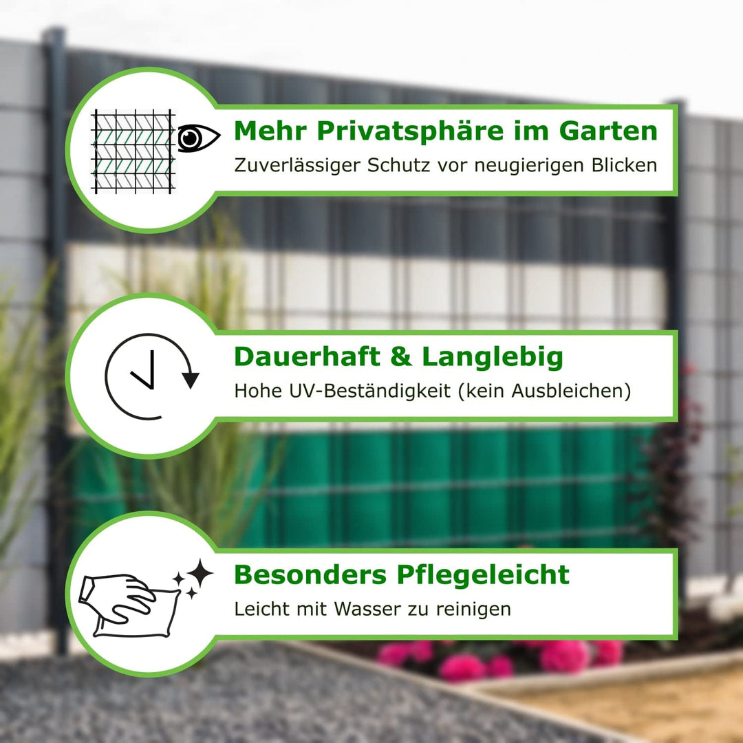 Sichtschutzstreifen Doppelstabmatten PVC 650g/m² 4x35m Anthrazit - Bild 5