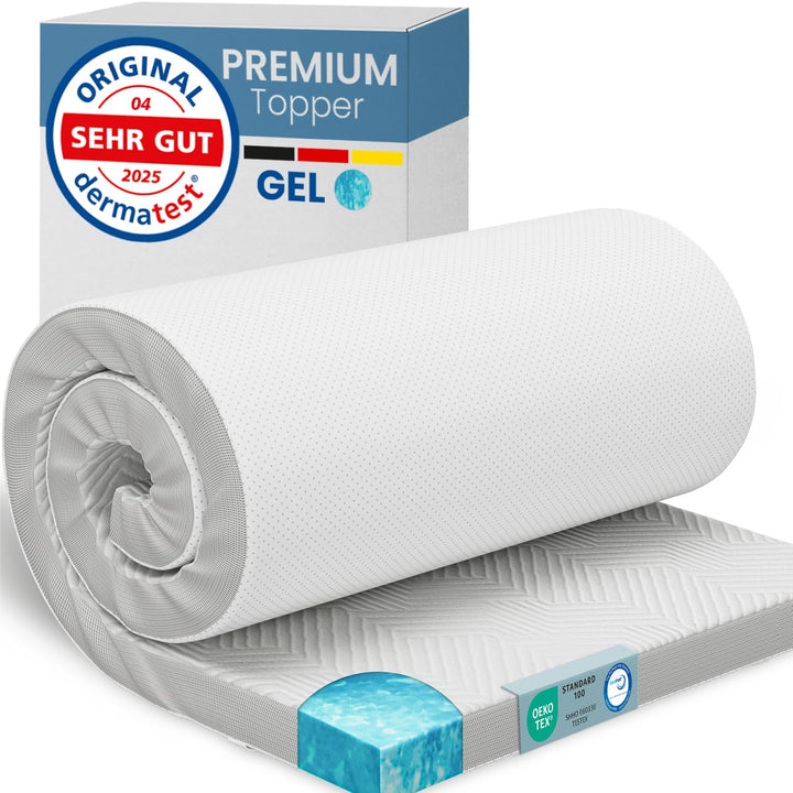 Matratzentopper Gel-Memory-Schaum 80x200 cm 5 cm hoch mit 3D-Netzbezug