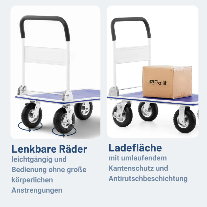 Plattformwagen klappbar 300 kg Luftbereifung mit Feststellbremse - Bild 5