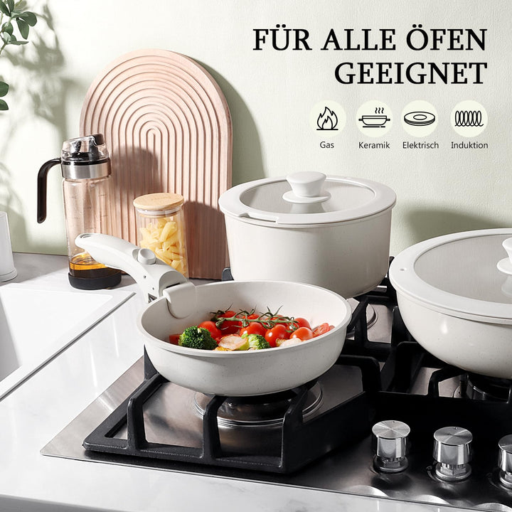 Topf- und Pfannenset 5-teilig Granit-Antihaft abnehmbare Griffe Induktion - Bild 5