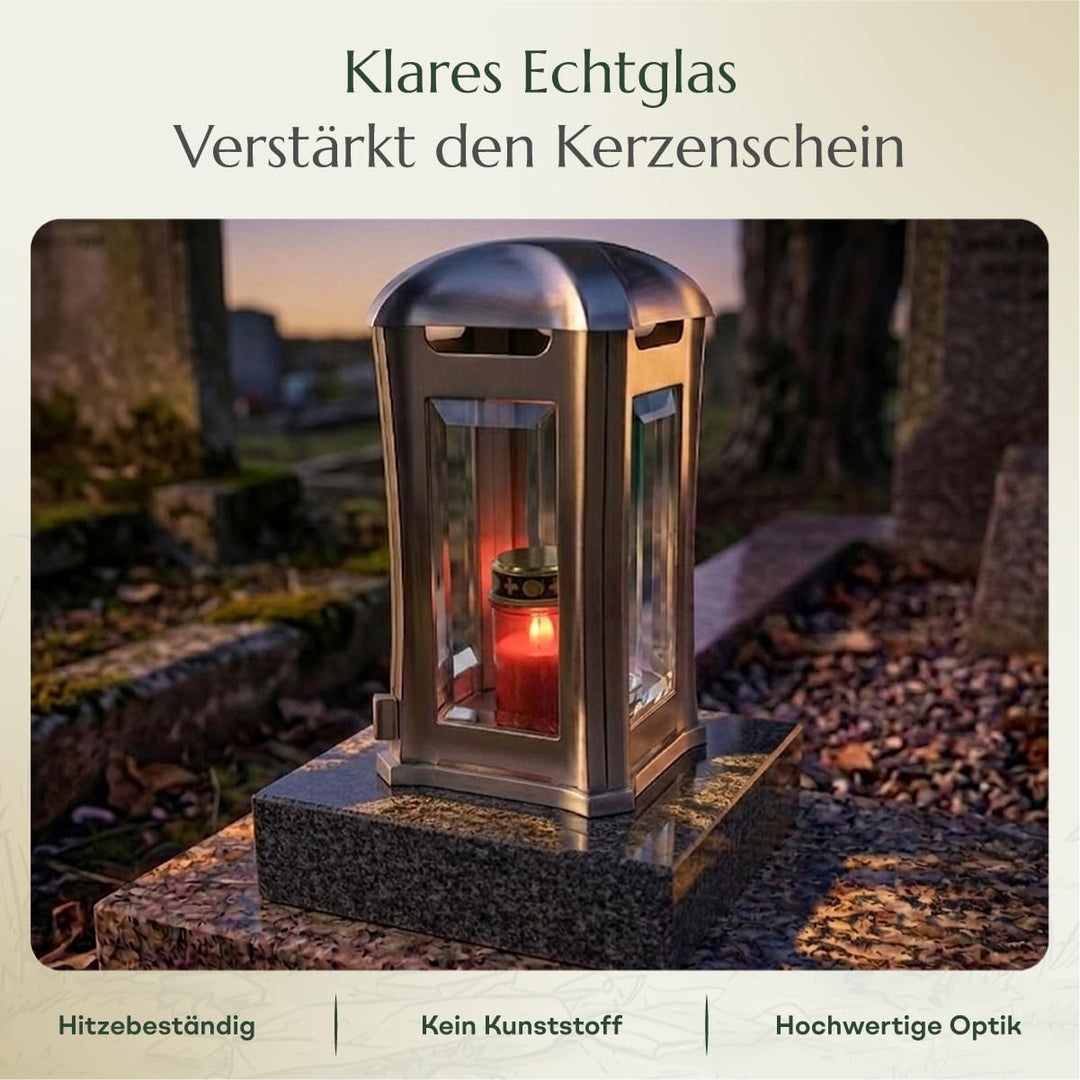 Grablampe Edelstahl gebürstet mit Granitsockel Nero Impala 13×13×24 cm - Bild 5