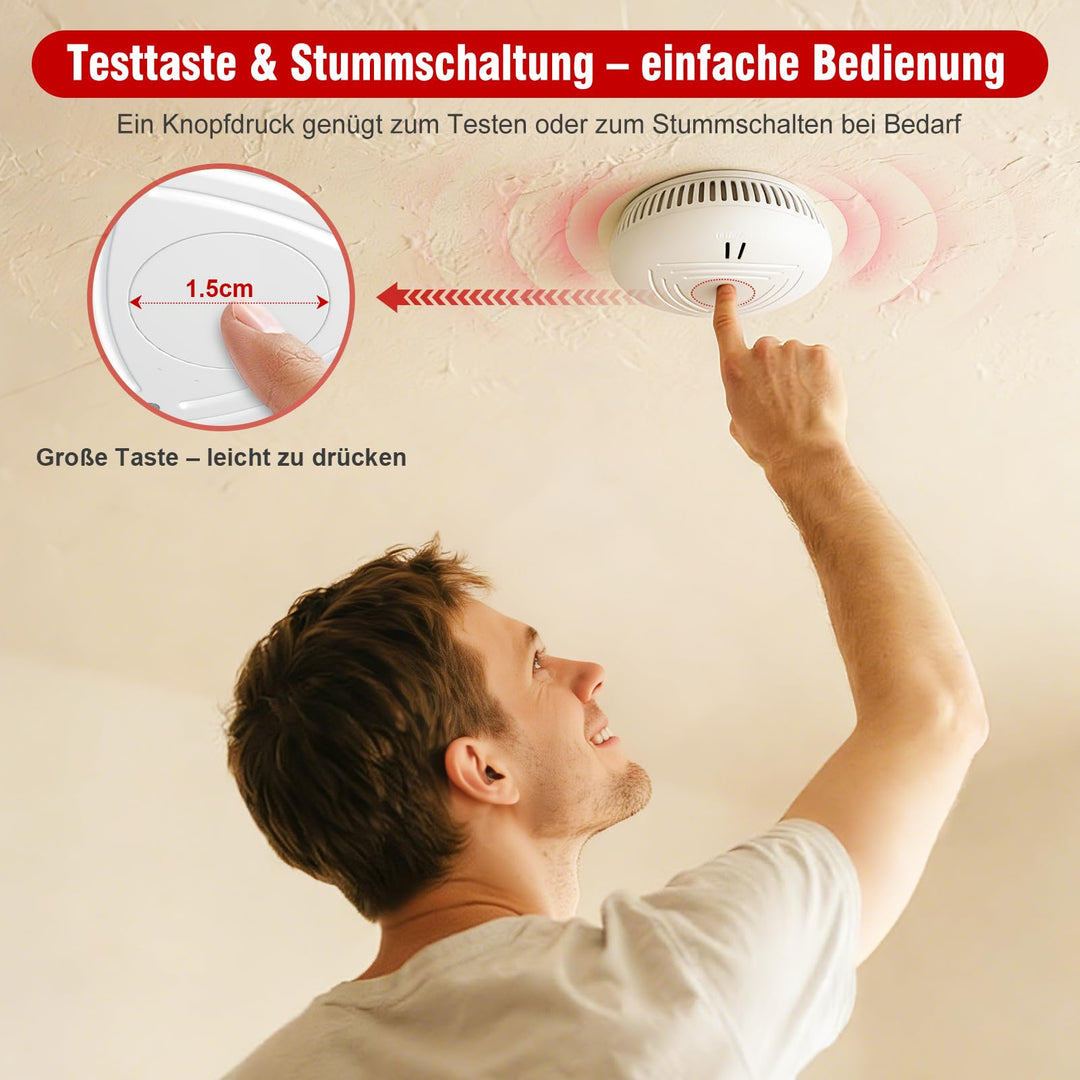 Rauchmelder 10-Jahres-Batterie 4er-Set 85 dB ohne Bohren - Bild 6