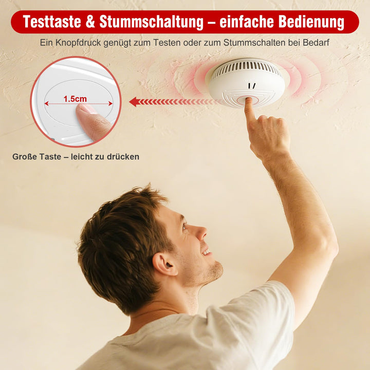 Rauchmelder 10-Jahres-Batterie 4er-Set 85 dB ohne Bohren - Bild 6