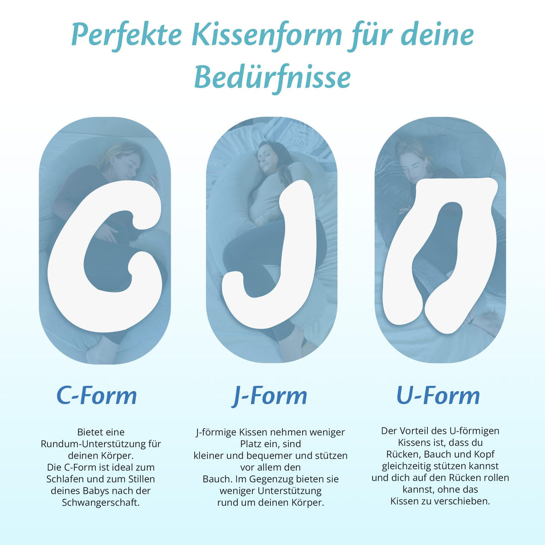 Schwangerschaftskissen J-Form Seitenschläfer mit waschbarem Bezug - Bild 8