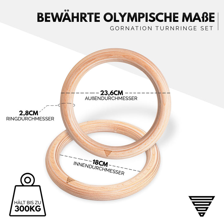Turnringe Holz 18 cm Olympisches Mass mit Gurten fuer Calisthenics - Bild 4