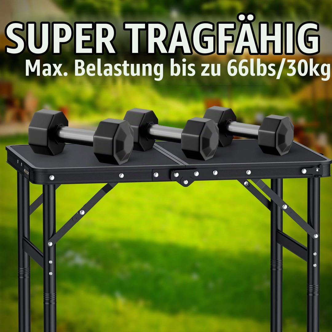 Klapptisch Camping 60x40cm höhenverstellbar 27/51/75cm Aluminium - Bild 3