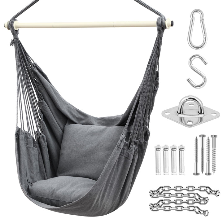 Hängesessel mit 2 Kissen und Deckenhaken-Kit bis 150 kg XL